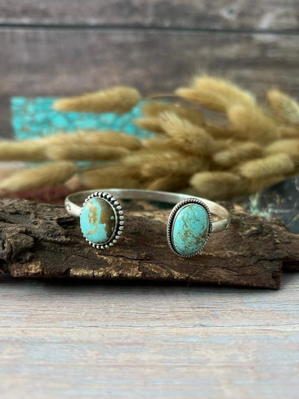 Handmade Sterling Silver Number 8 Turquoise Cuff Bracelet "Signed Nizhoni"